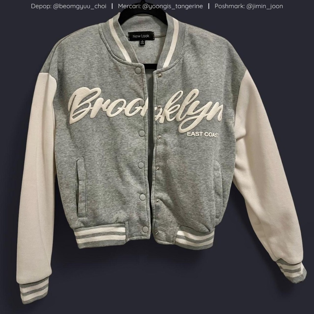 Grey cropped varsity jacket!